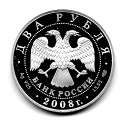 Münze 3 Rubel Russland Jahr 2008 Geburtstag Landau Silber Proof PP