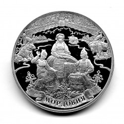 Münze 3 Rubel Russland Jahr 2012 Millennium der Einheit der Mordowier Silber Proof PP Mit Echtheitszertifikat