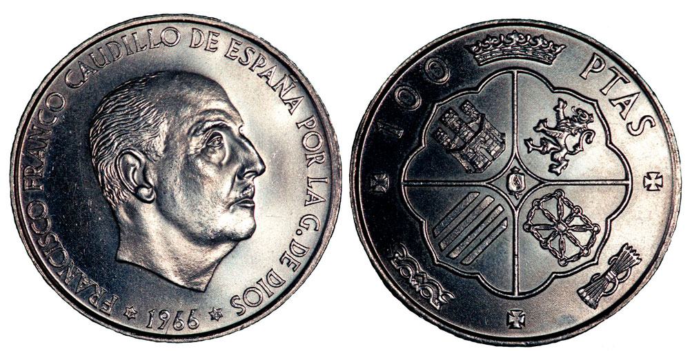 Moneda de 100 pesetas de 1966